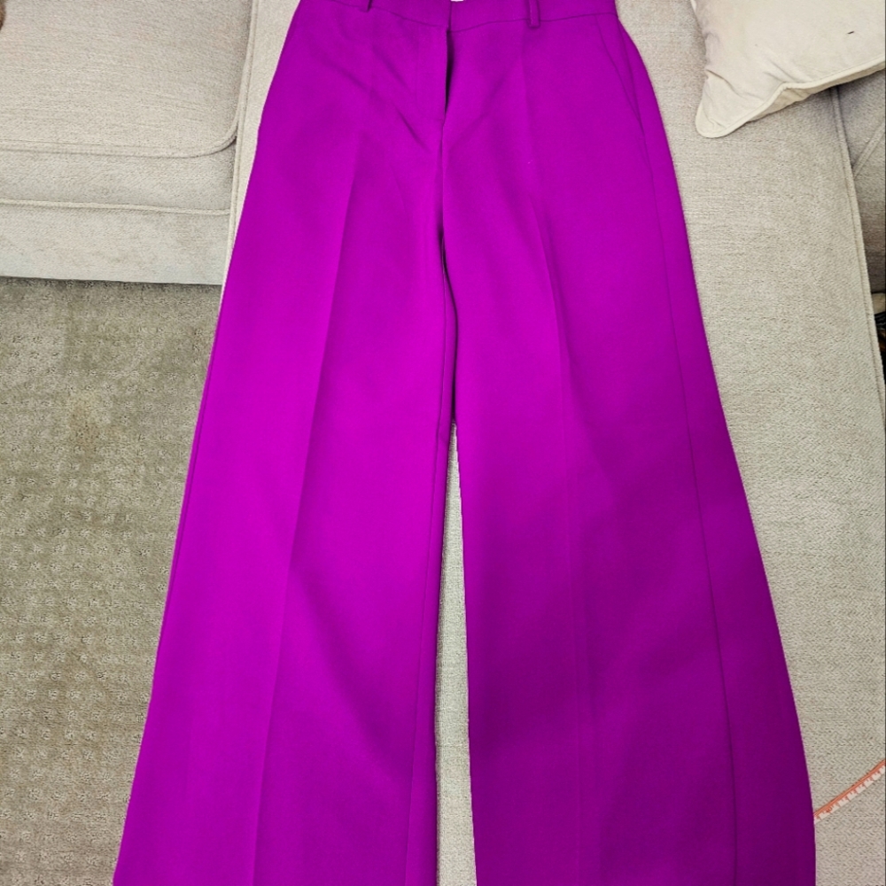 ANN TAYLOR  The Wide Leg Pant in Crepe Size 0 Color Vibrant Magenta